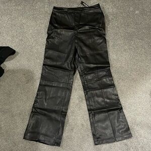Papermoon faux leather flare pants in black L